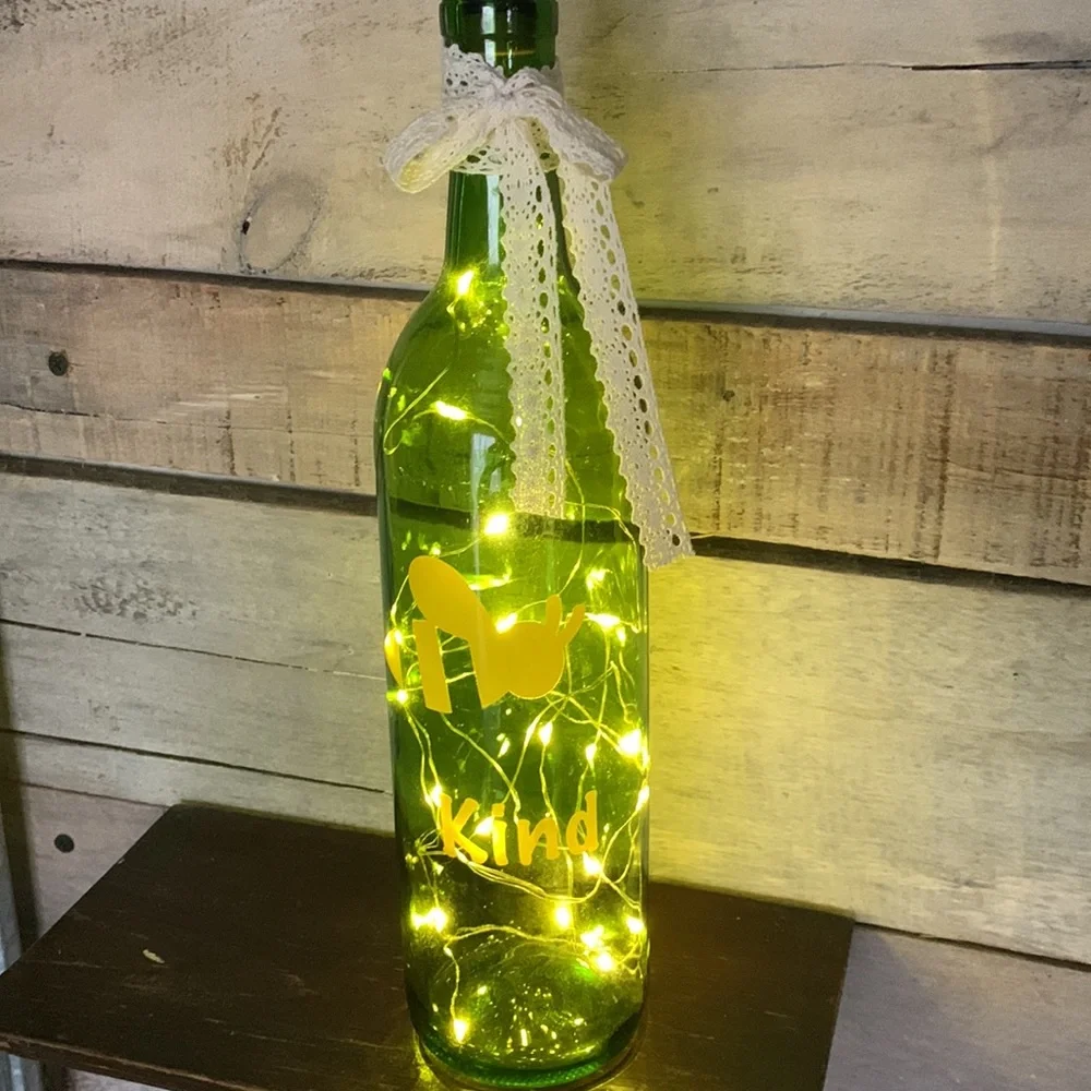 ‘🐝 Kind’ logo wine bottle lantern